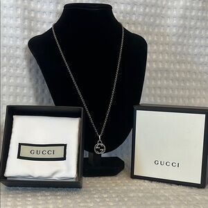 GUCCI Interlocking G Arabesque Pendant Necklace Ag925 Silver Full Inclus…